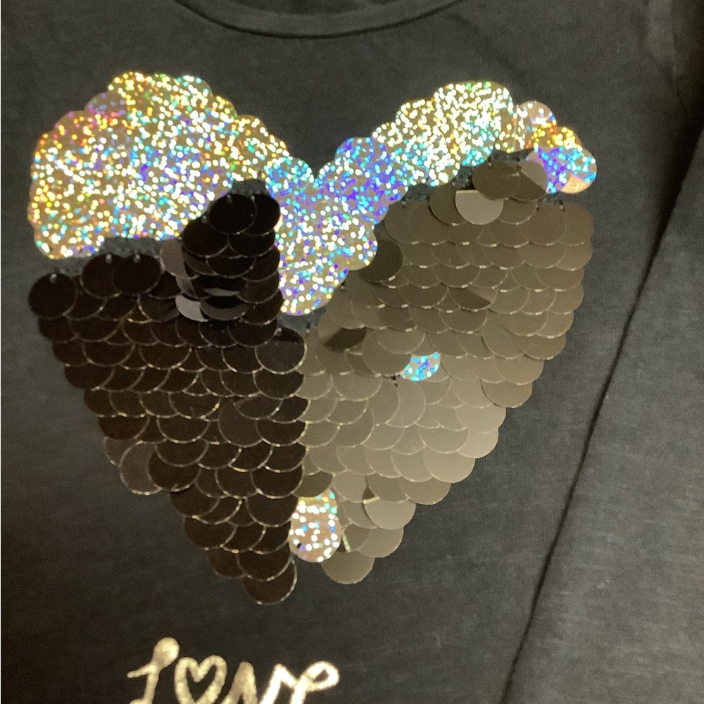 H&M Navy Blue Reversible
Sequins Heart Long Sleeve Top